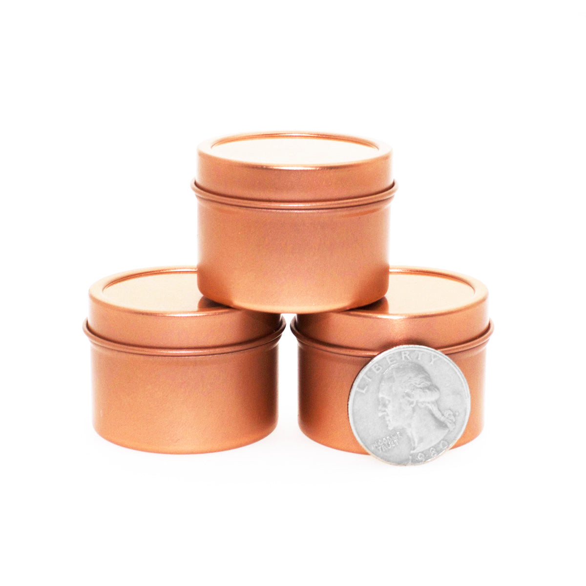 Rose Gold Round Deep Solid Slip Top Tins