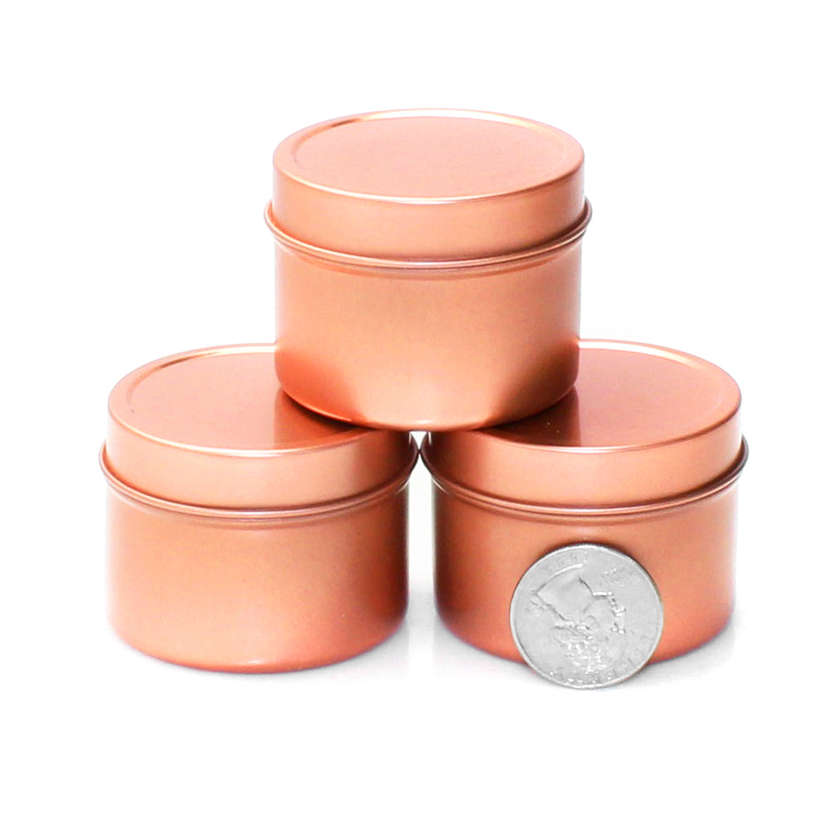 Rose Gold Round Deep Solid Slip Top Tins