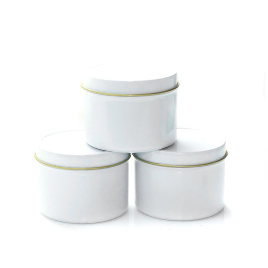 White Round Deep Solid Slip Top Tins